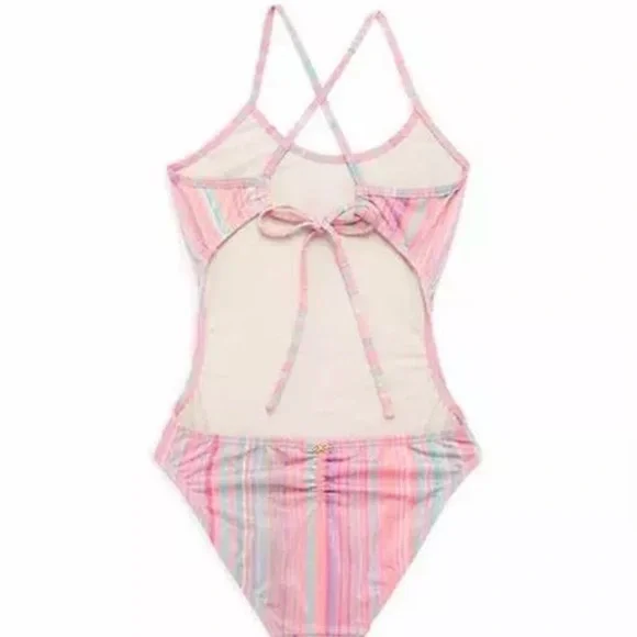 PQ Swim Ayah Cut Out Sparkle Multi Color One Piece Swimsuit size 8 NWT $80